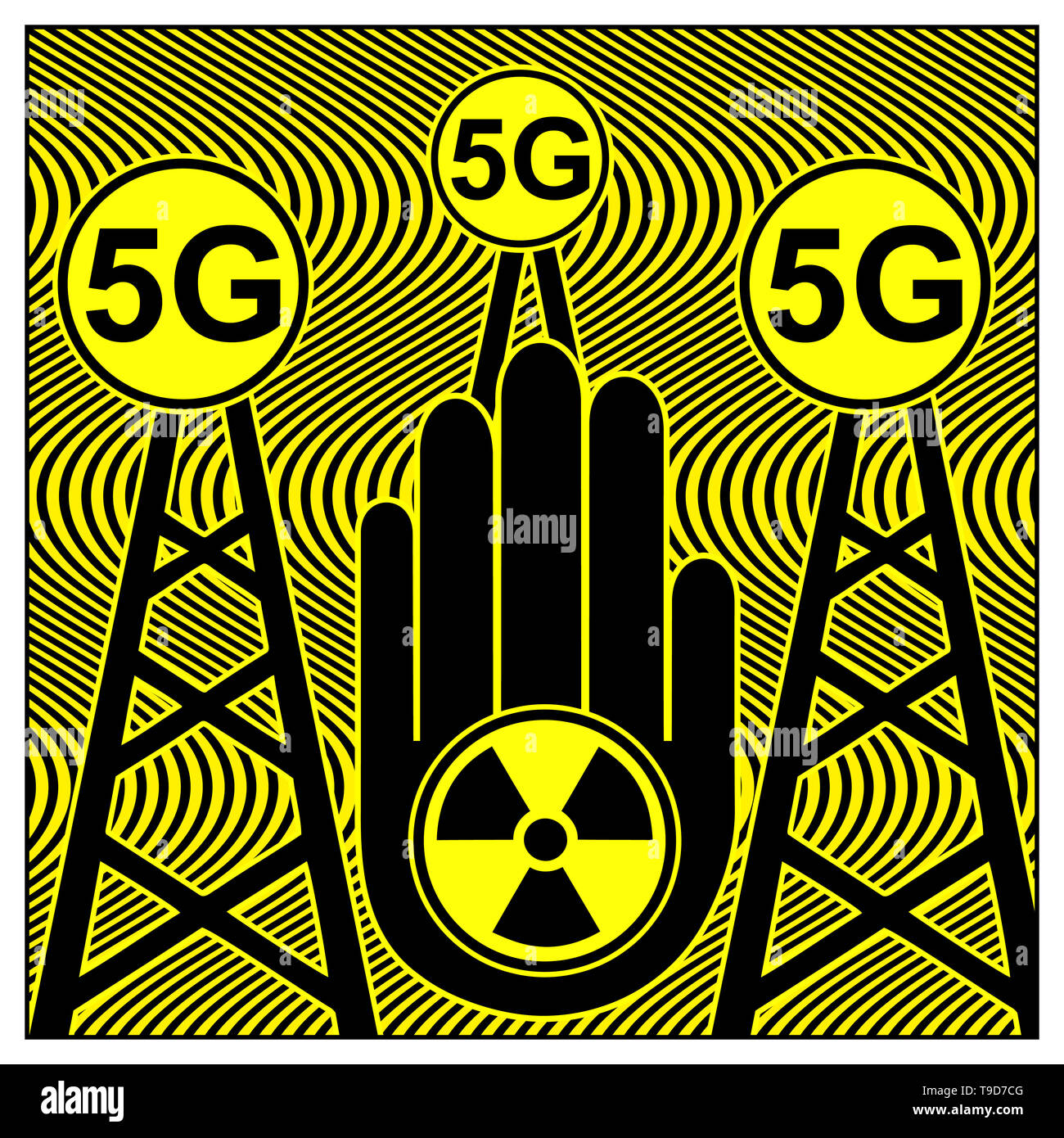Warning sign, RF radiation is harmful for humans and the environment