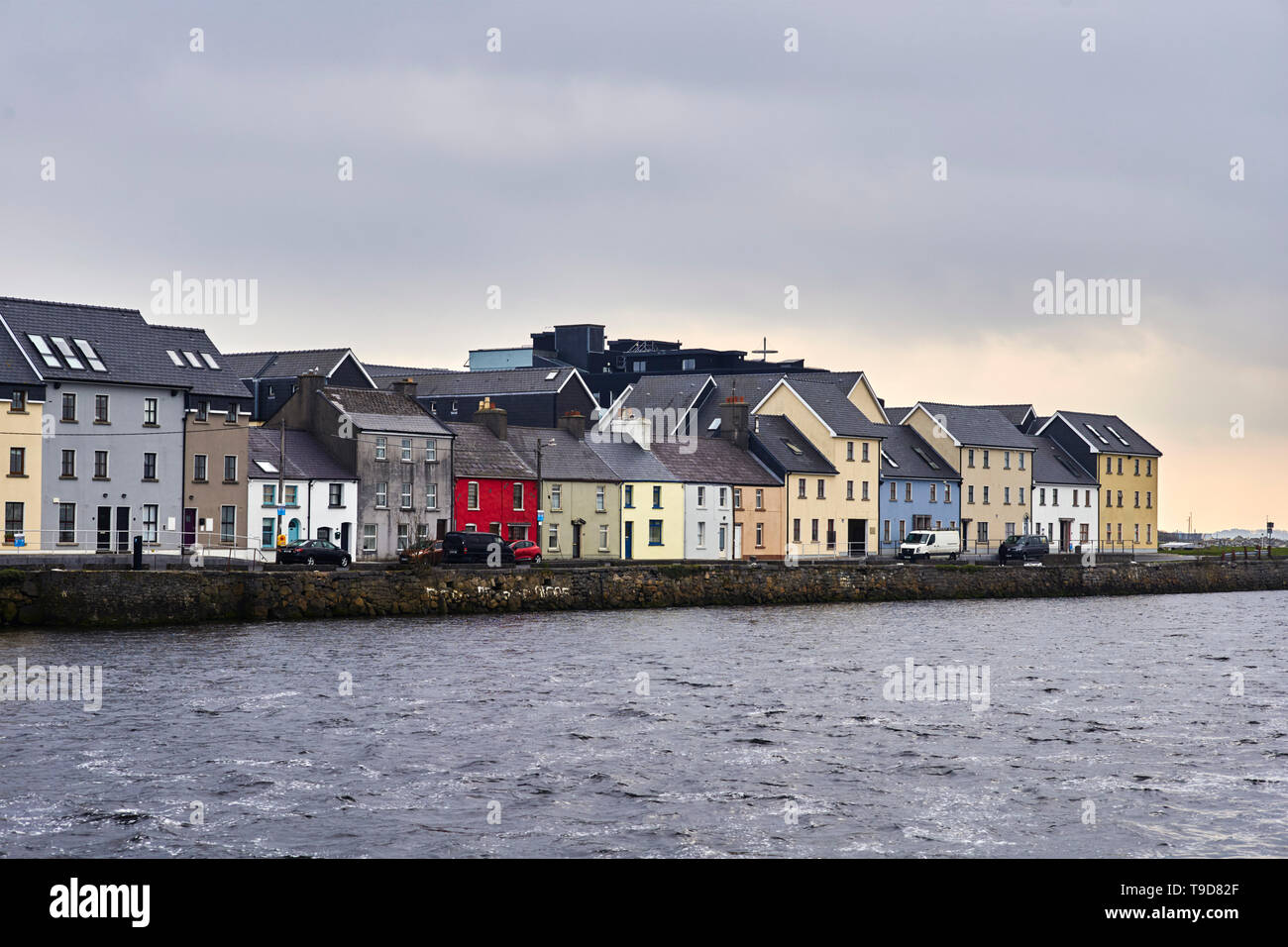 Colourful houses and cottages in the Long Walk at Galway Harbour Stock Photo