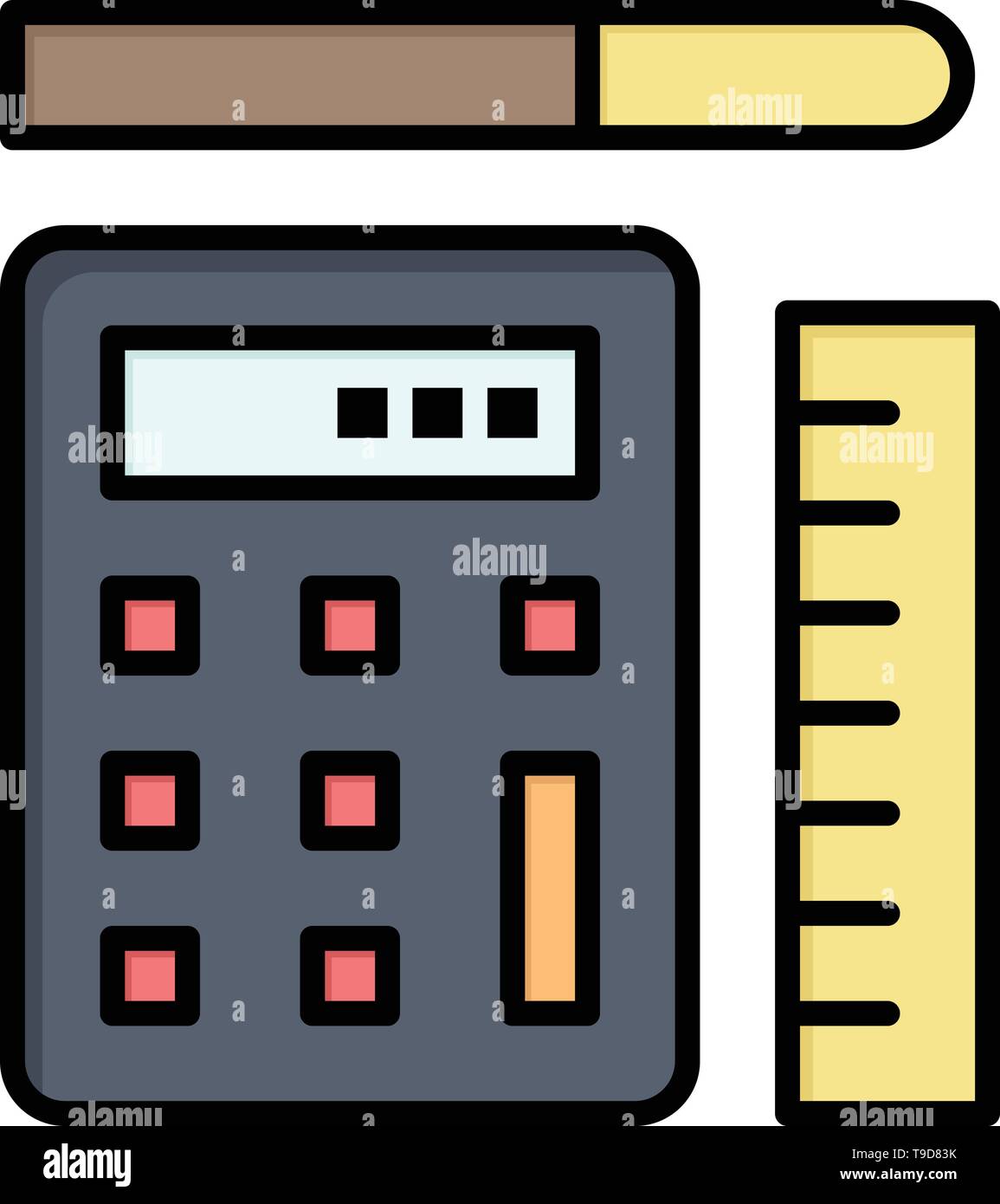 Pen Calculator Scale Education Flat Color Icon Vector Icon Banner