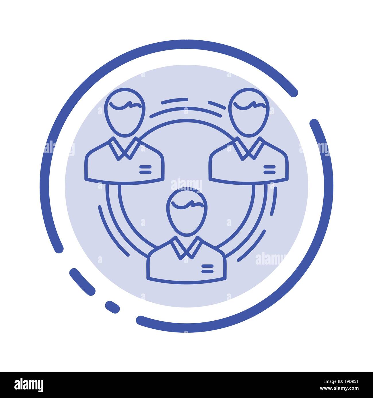 Team, Business, Communication, Hierarchy, People, Social, Structure Blue Dotted Line Line Icon