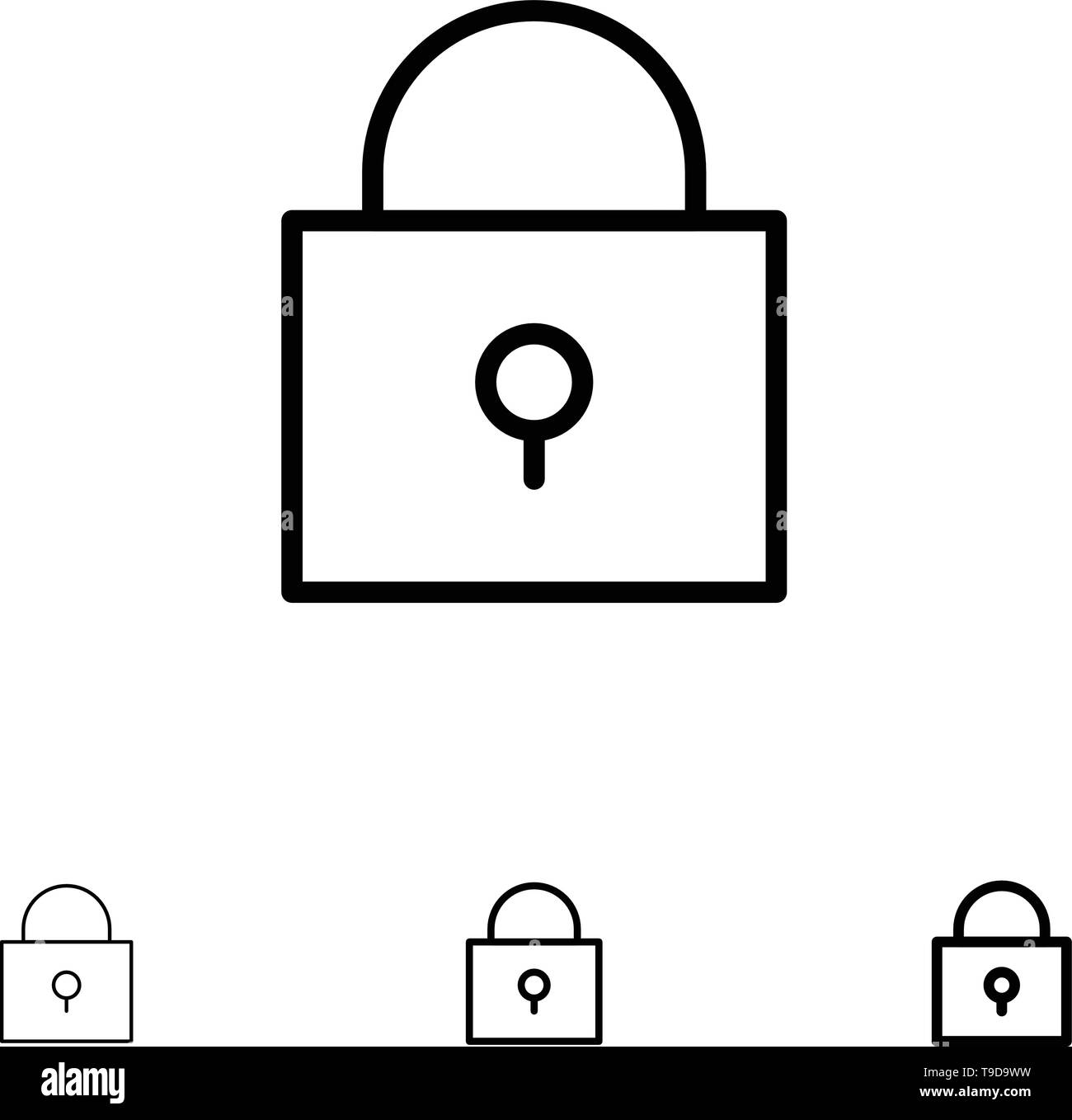 Twitter, Lock, Locked Bold and thin black line icon set Stock Vector ...