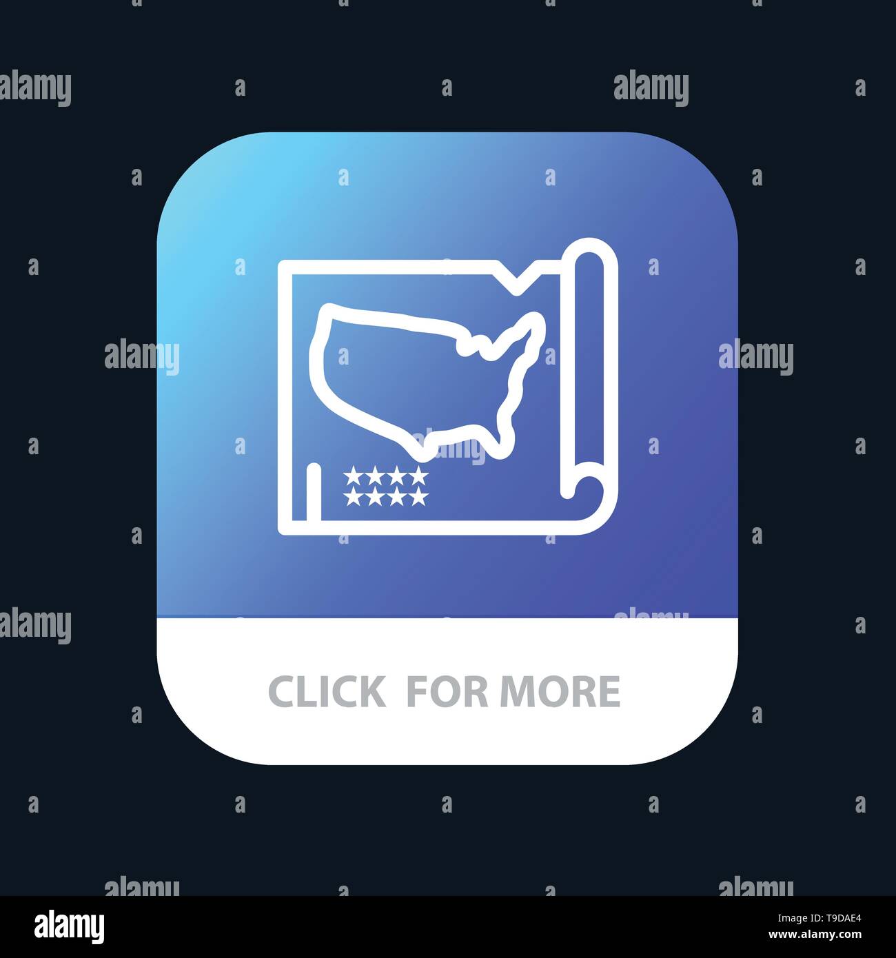 Map, States, United, Usa Mobile App Button. Android and IOS Line