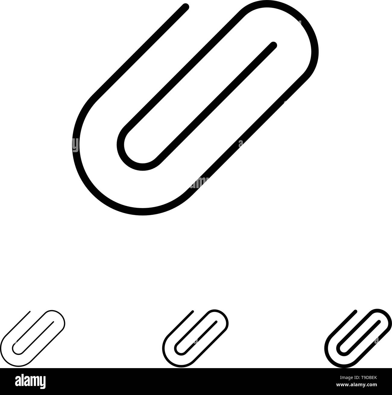 Attachment Binder Clip Paper Bold And Thin Black Line Icon Set Stock