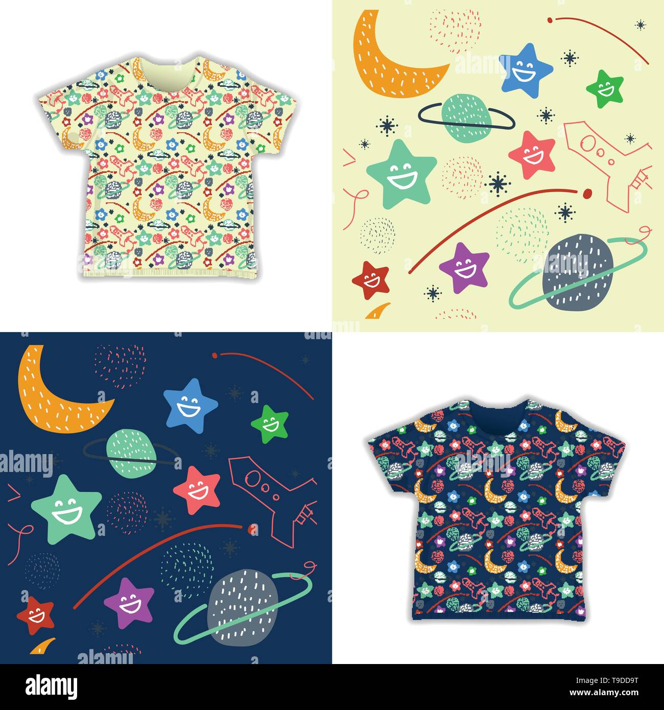 kids childish halloween seamless pattern vector illustration - vector Stock Vector