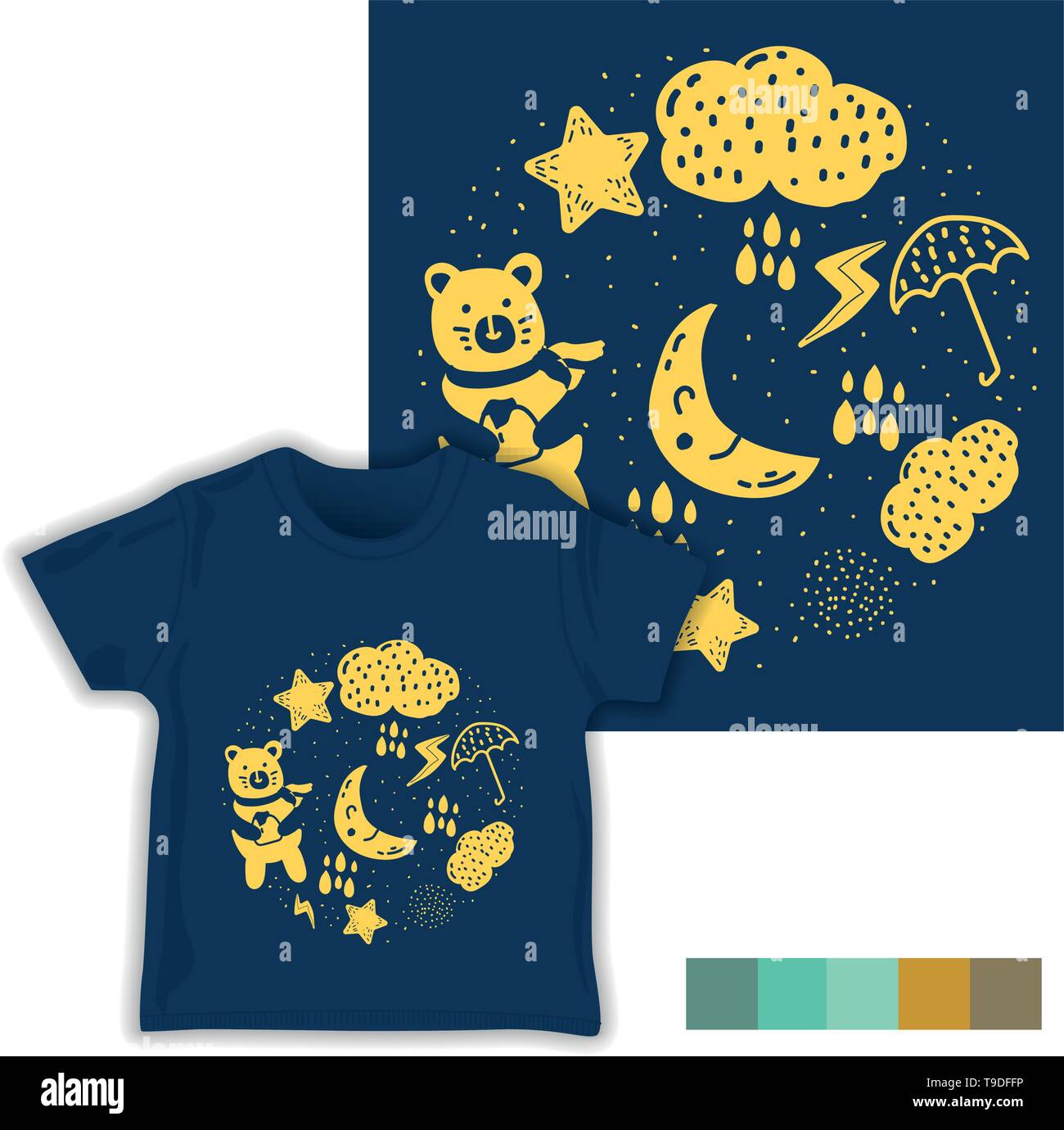 rainy childish seamless pattern vector illustration - vector Stock Vector