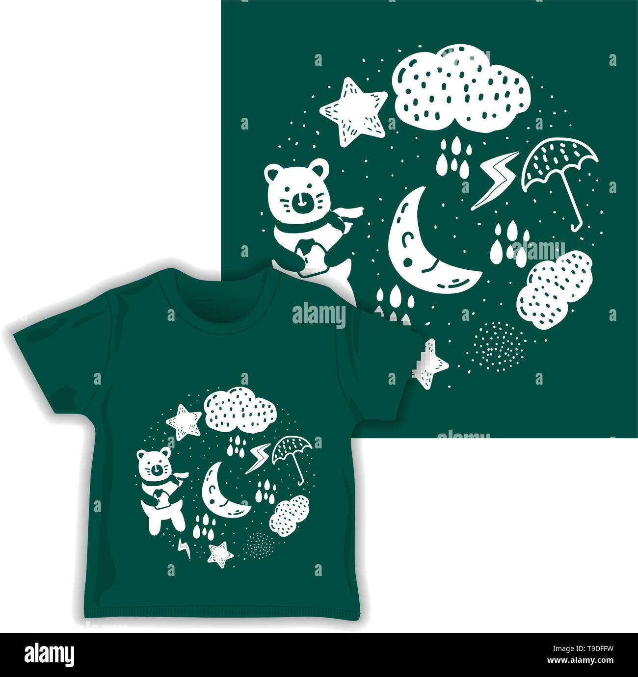 rainy childish seamless pattern vector illustration - vector Stock Vector