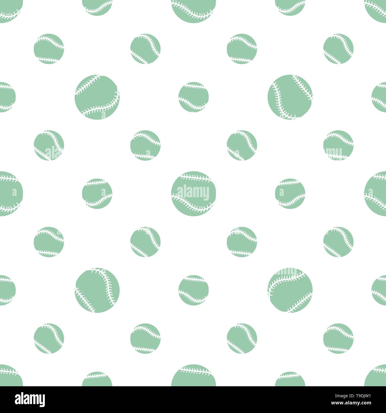 Vector seamless pattern with baseball - Vector Seamless Pattern With Baseball Balls Sports Background Design For Banner Poster Or Print T9DJW1 
