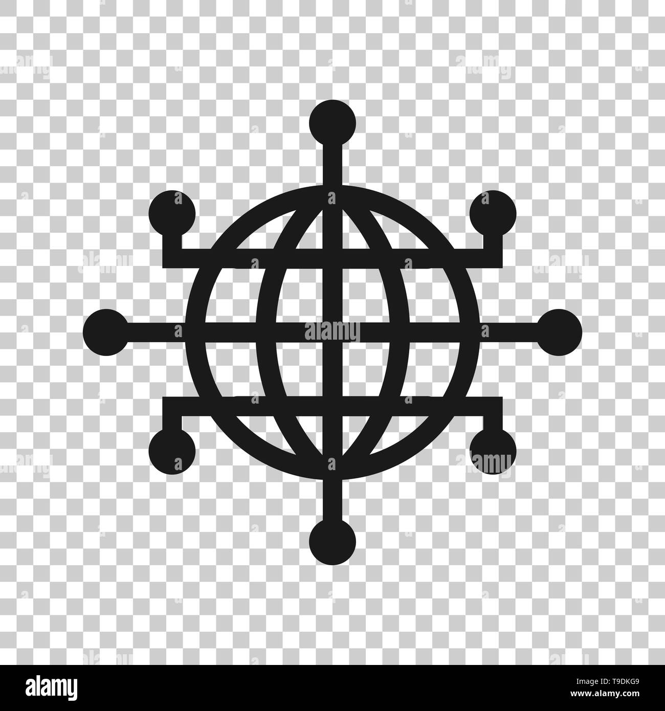 Global network icon in transparent style. Cyber world vector ...