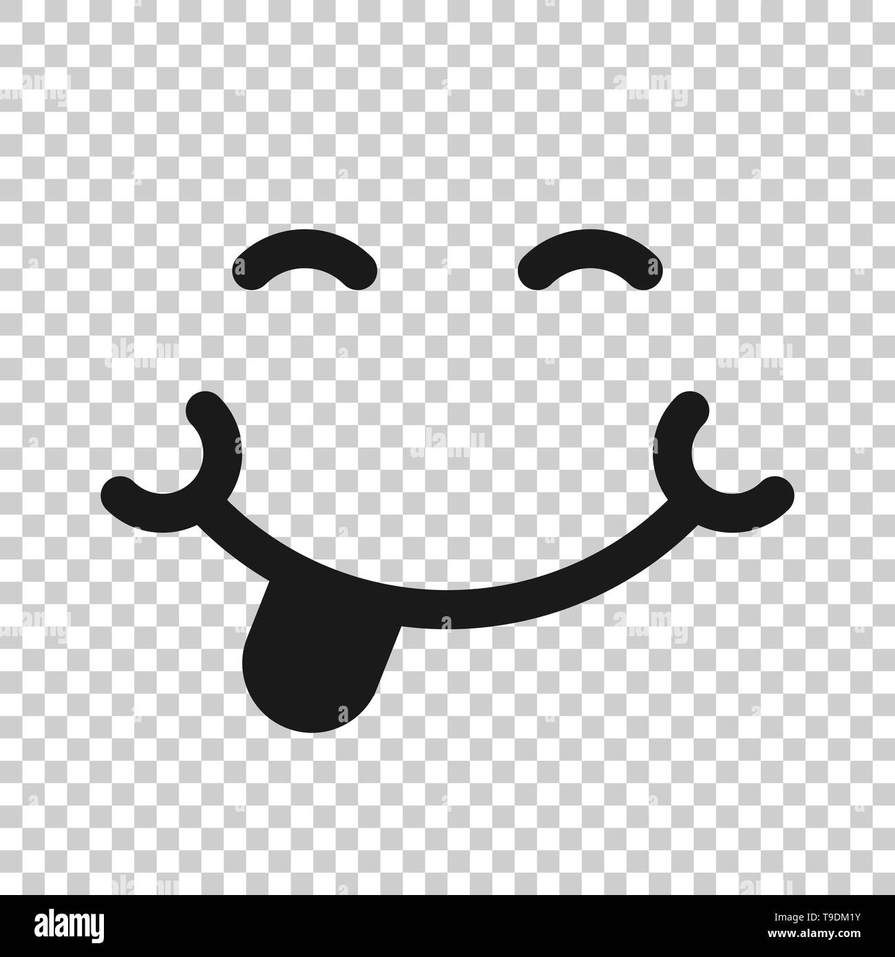 Smile face icon in transparent style. Tongue emoticon vector illustration on isolated background. Funny character business concept. Stock Vector