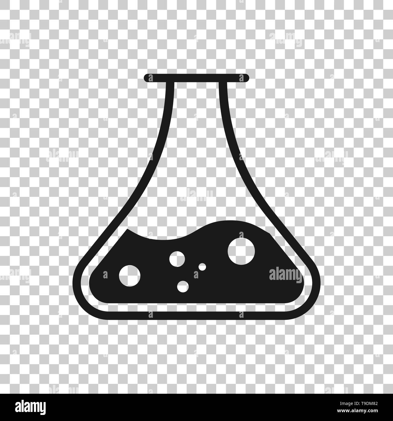 Chemistry beakers sign icon in transparent style. Flask test tube