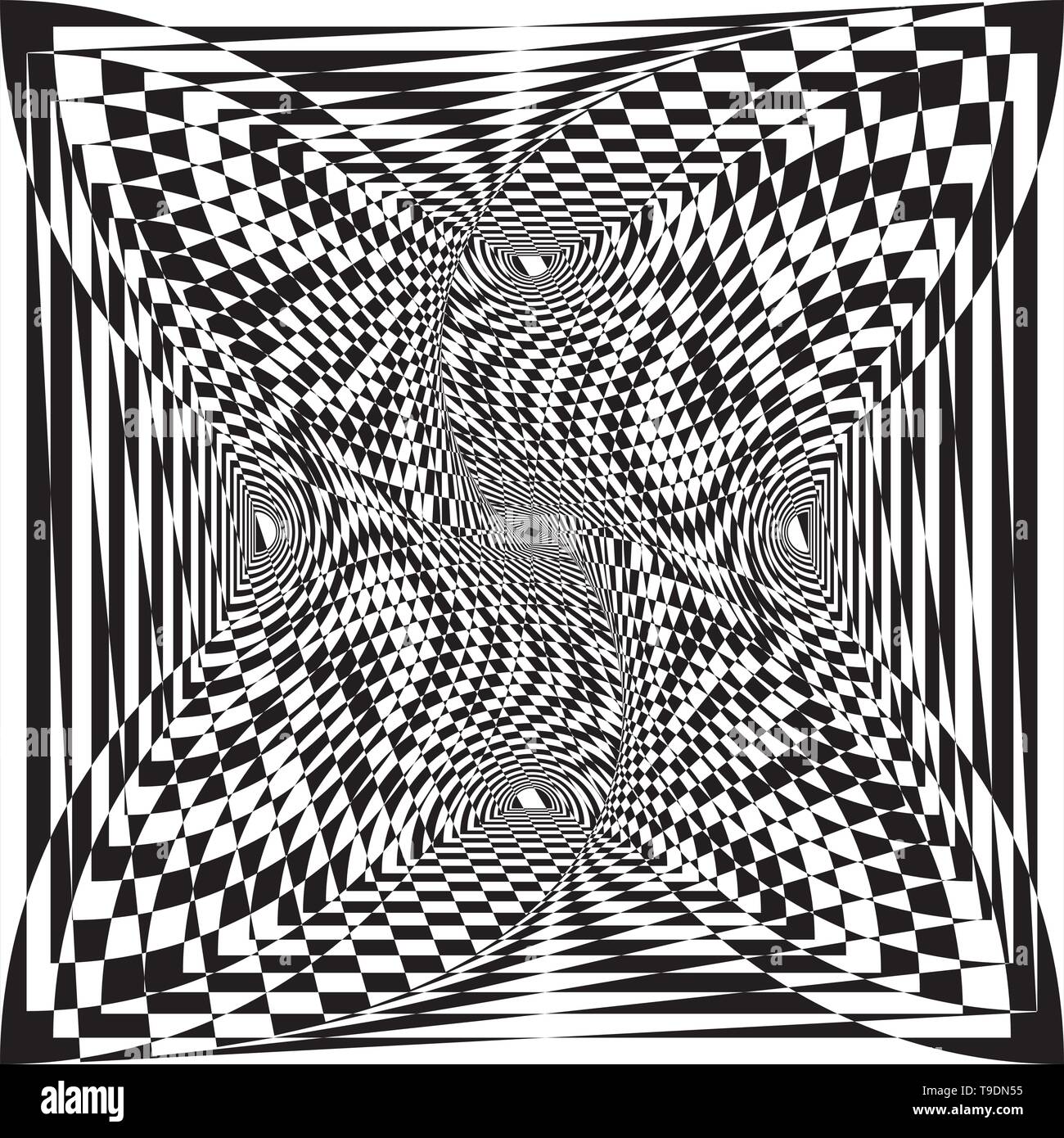 Vortexes to the center of the earth geometrycal concept black on transparent background Stock Vector