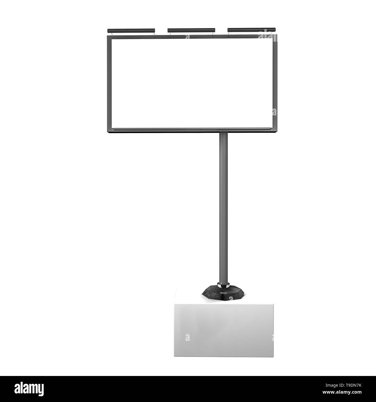 pure advertising banner on a column with a backlight. mockup on a white