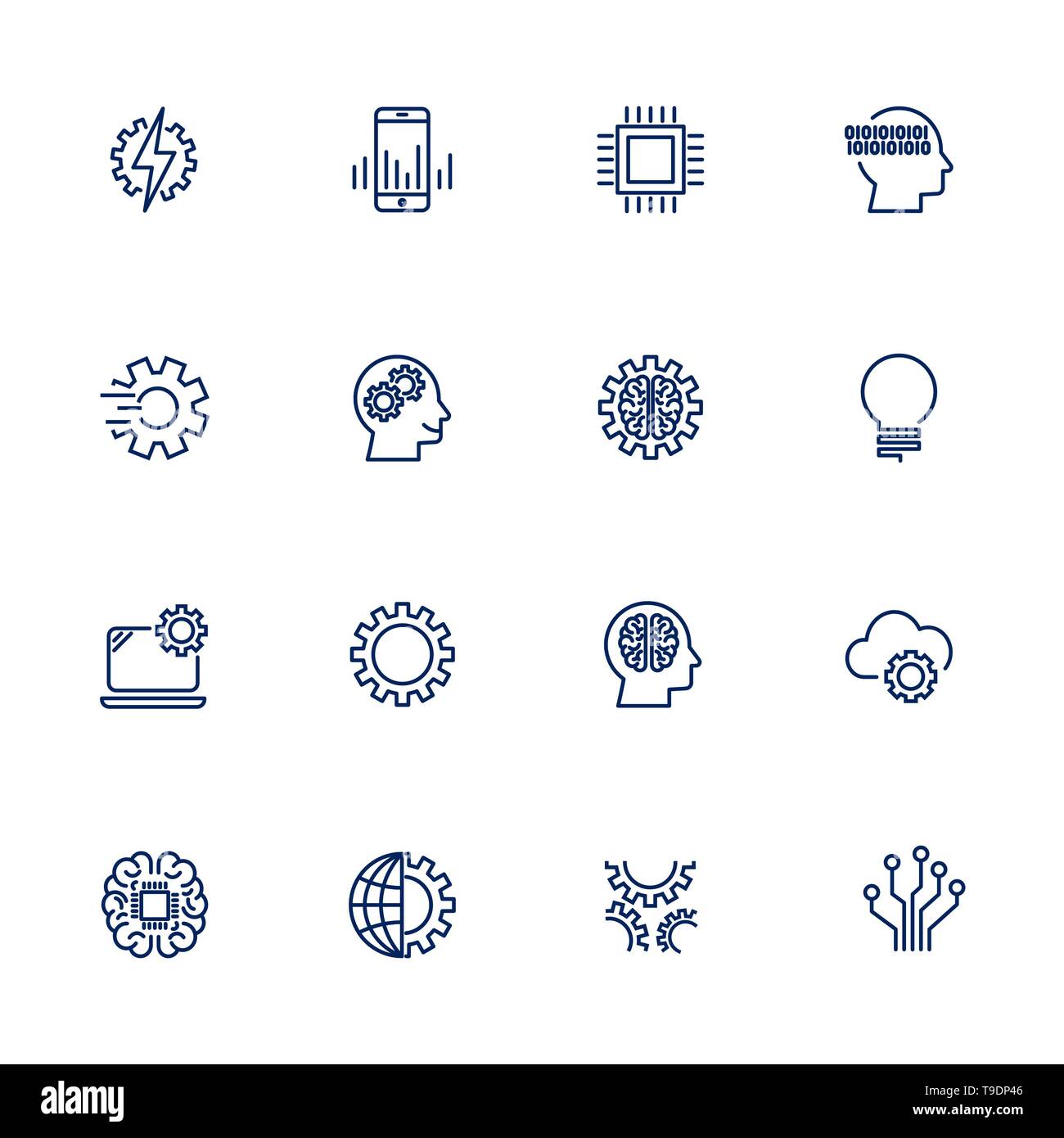 Artificial Intelligence Related Vector Icons Stock Vector