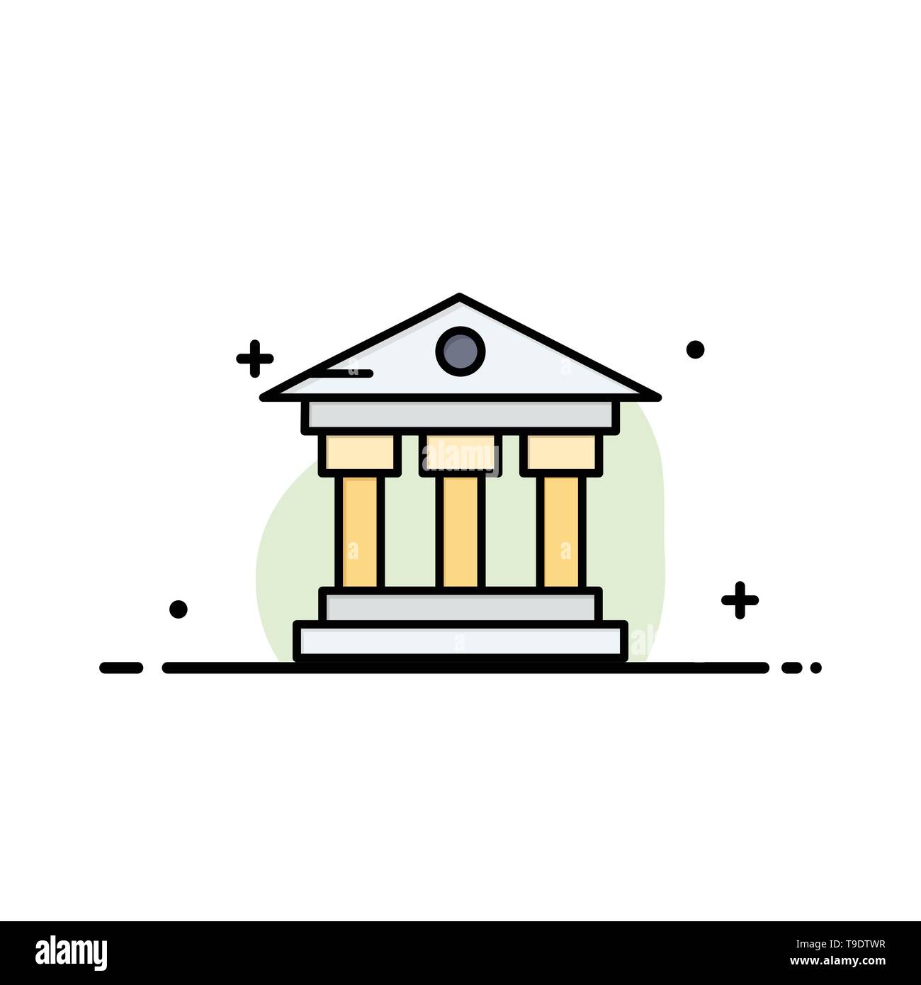 Bank Building Money Service Business Flat Line Filled Icon
