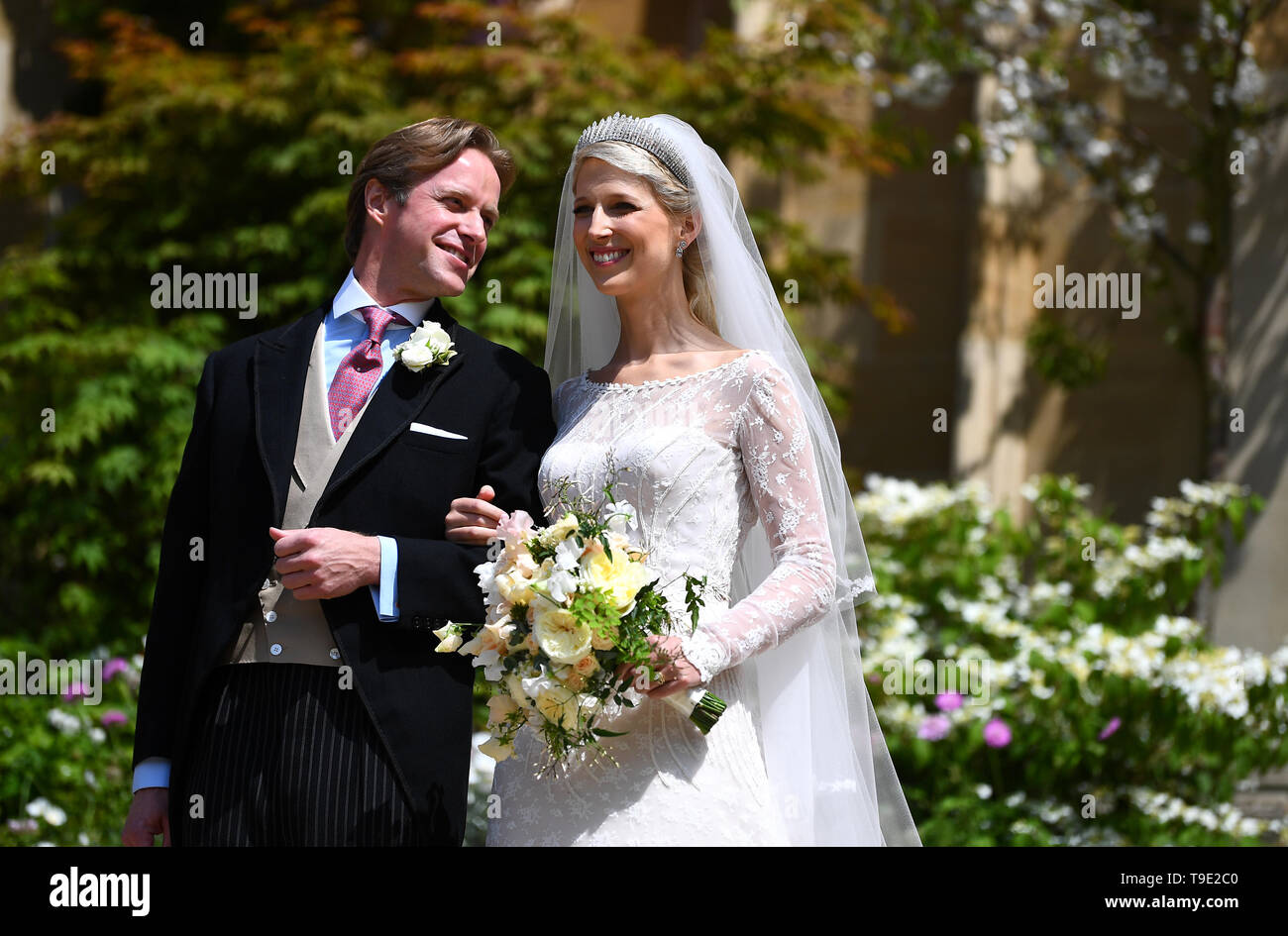 Lady Gabriella Windsor and Thomas Kingston leave St George's Chapel in Windsor Castle, following their wedding. Stock Photo