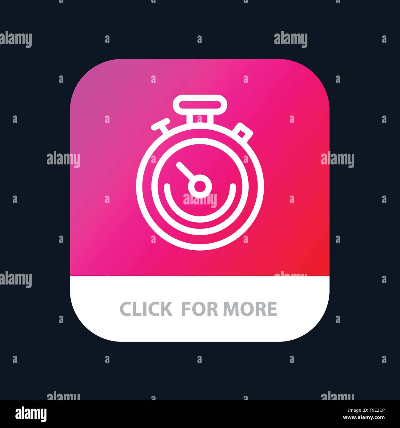 Clock, Sports, Stopwatch, Time Mobile App Button. Android and IOS Line