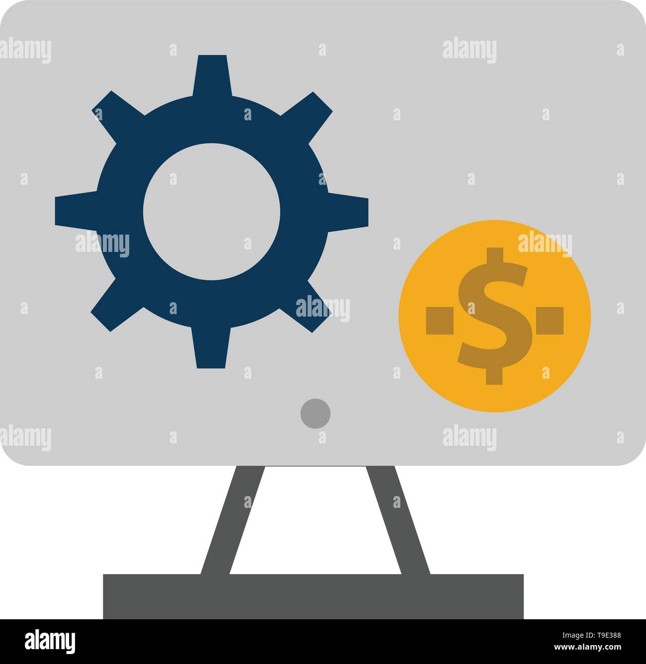 Generator Monitor Screen Setting Gear Money Flat Color Icon
