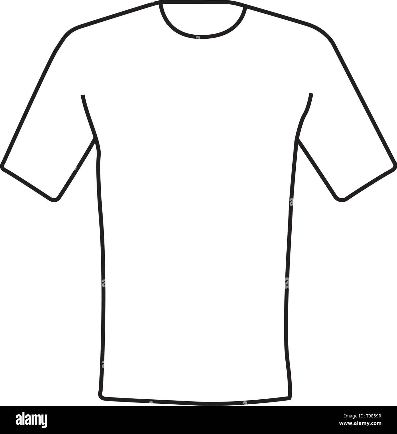 White T-shirt icon template line drawing vector on white background Stock Vector