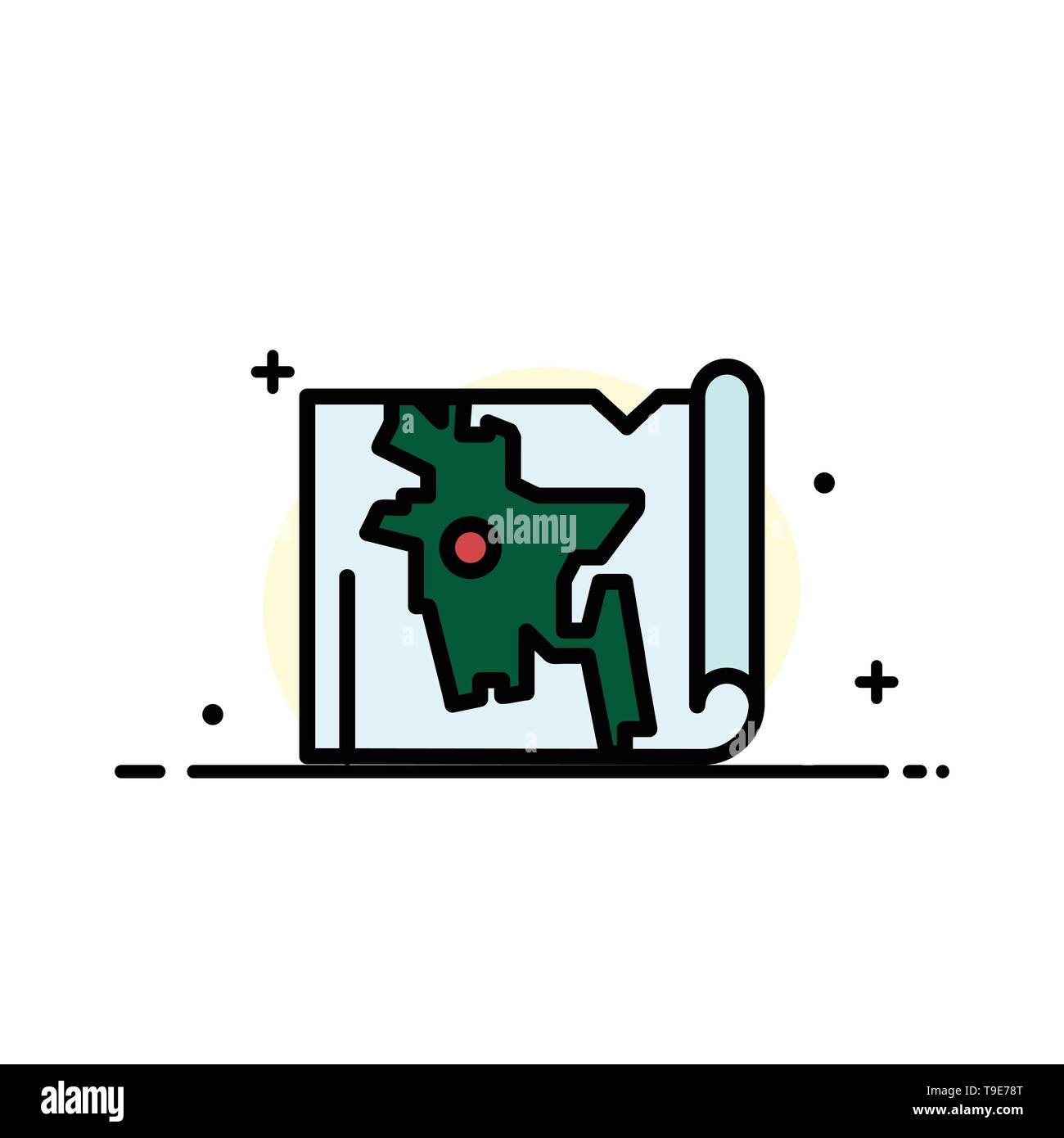 Bangladesh Map World Bangla Business Flat Line Filled Icon