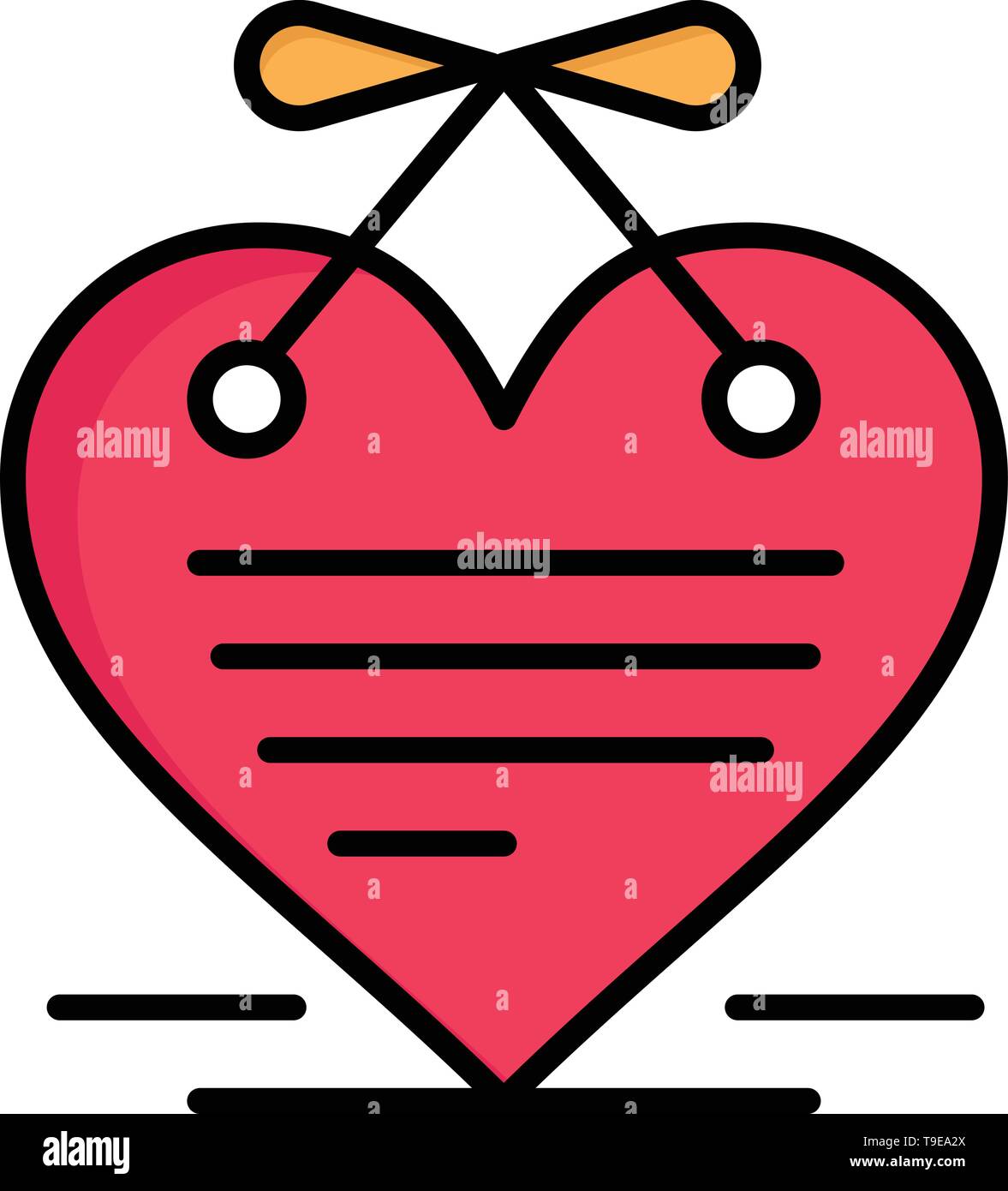 Heart Hanging Heart Calendar Love Letter Flat Color Icon