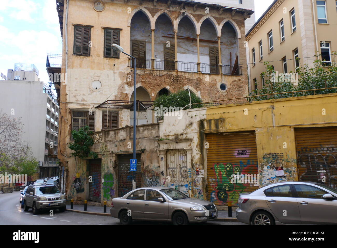 BEIRUT, LEBANON - DECEMBER 23, 2018: Street scene of the Hamra district in Beirut Stock Photo