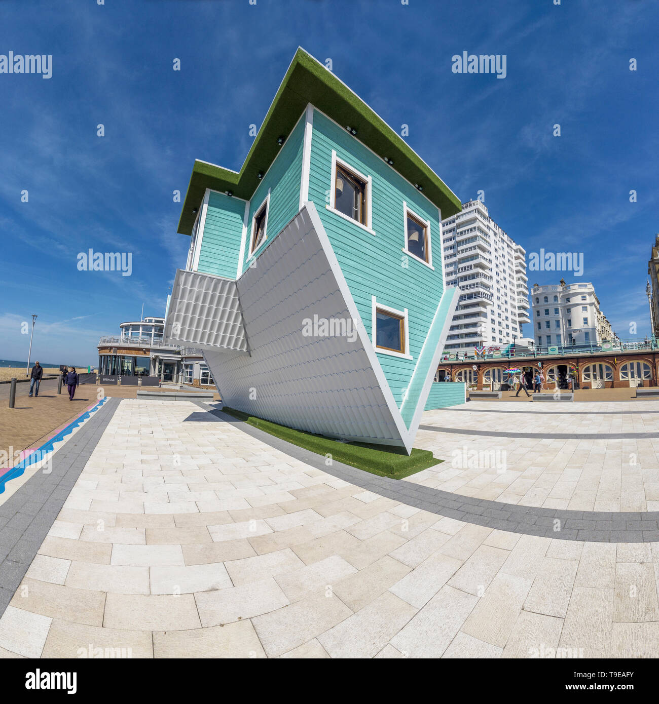 Upside Down House,Brighton,Seafront,Sussex Brought to Brighton by 25-year-old Tom Dirse. Stock Photo