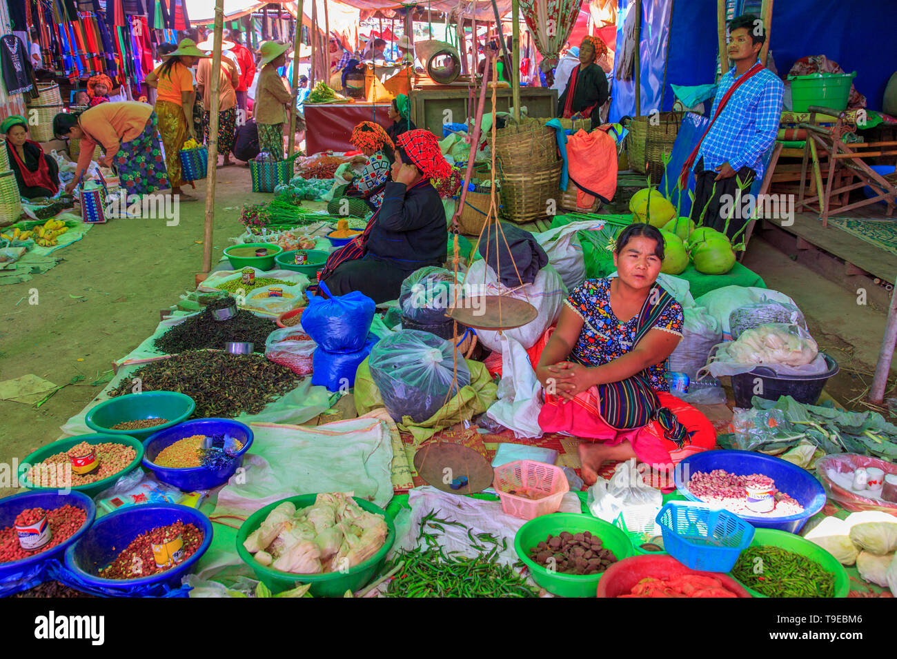 Market at Inle lake Stock Photo