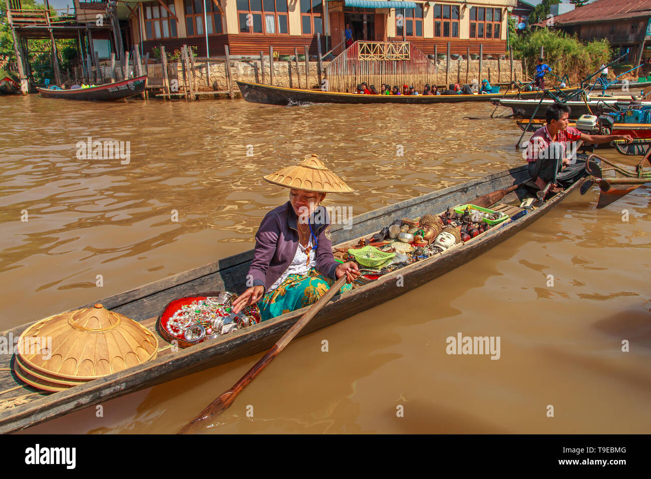 Seller of craft items Stock Photo