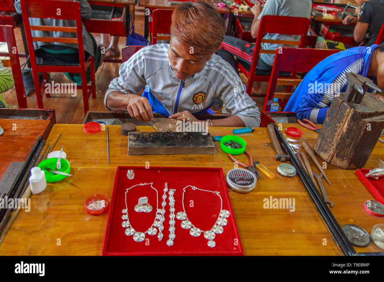 Silver processing workshop, Inle Lake Stock Photo - Alamy