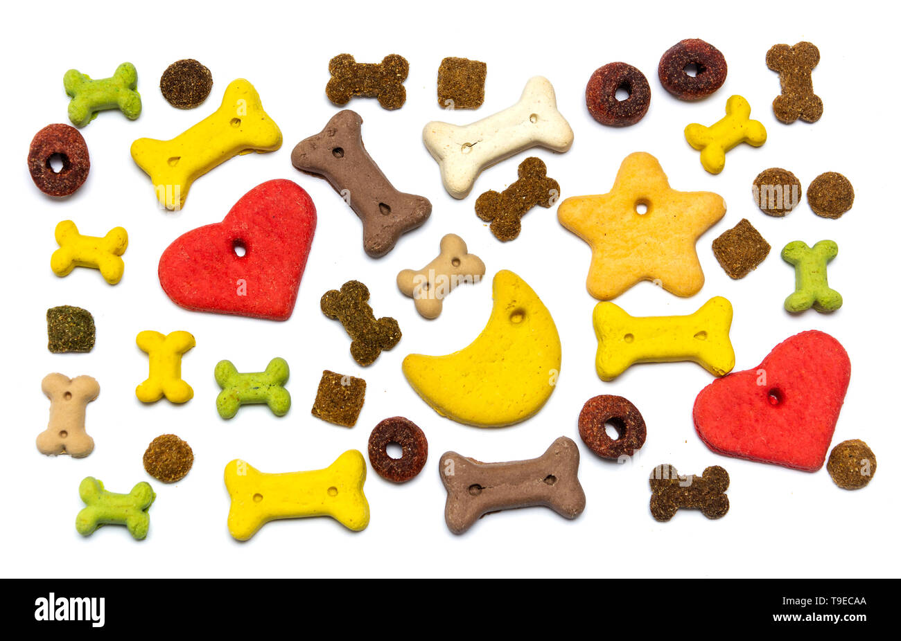 Colorful dog food flat lay background pattern Stock Photo