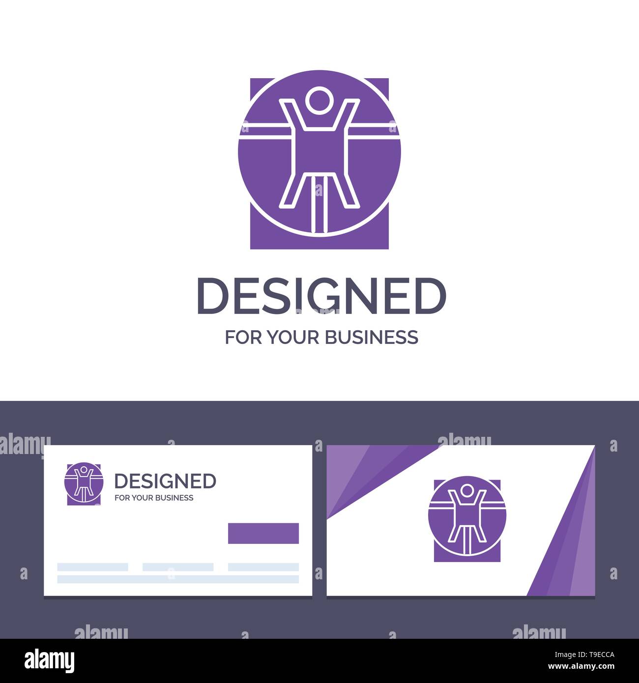 Creative Business Card and Logo template Vitruvian, Man, Medical, Scene Vector Illustration Stock Vector