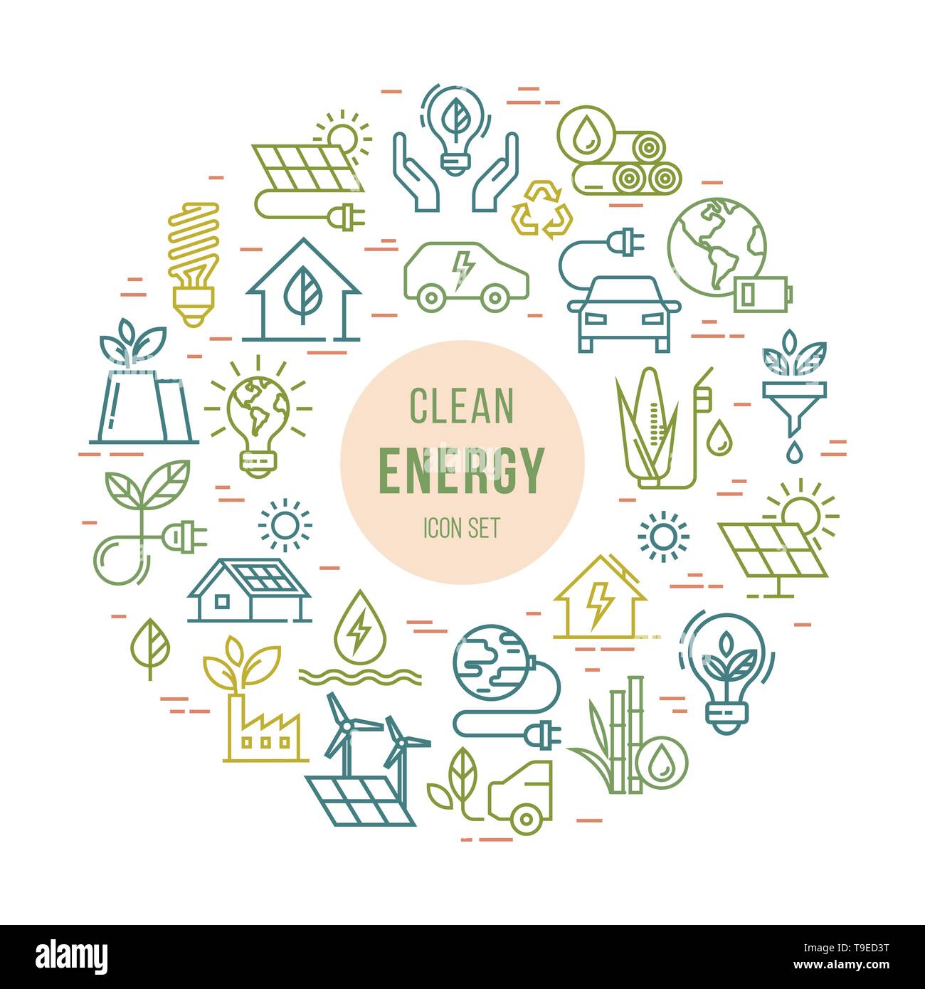 Circular concept set of vector green power symbol Stock Vector Image ...