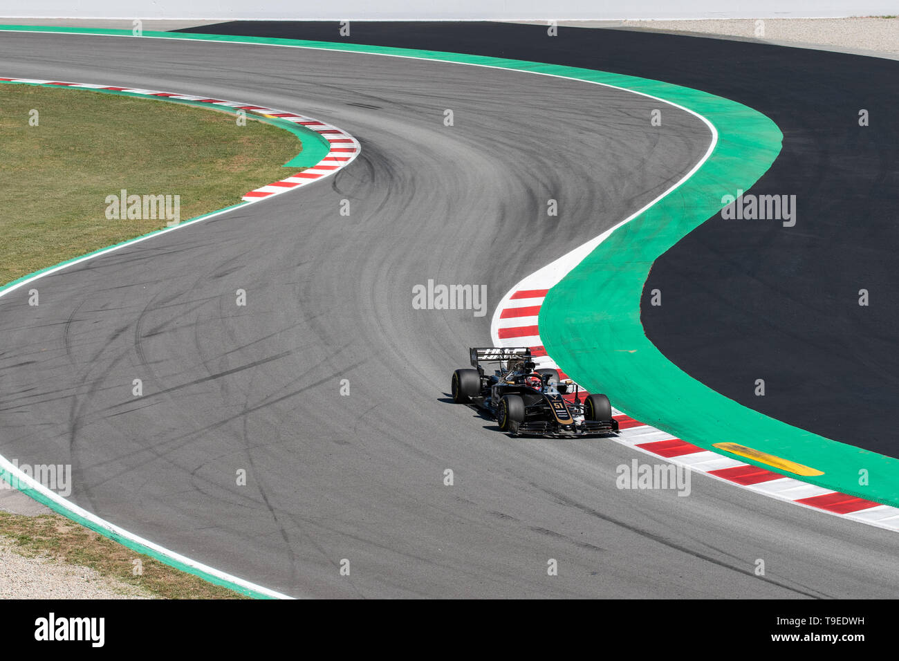 Barcelona, Spain. May, 14th, 2019. Pietro Fittipaldi of Brasil with 51 Haas F1 Team on track at F1 Test. Stock Photo