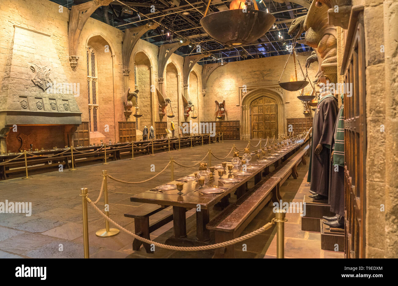 The Grand Hall with props and costumes used in the production of the films  Warner Bros. Studio Tour 'The Making of Harry Potter', Leavesden, London  Stock Photo - Alamy