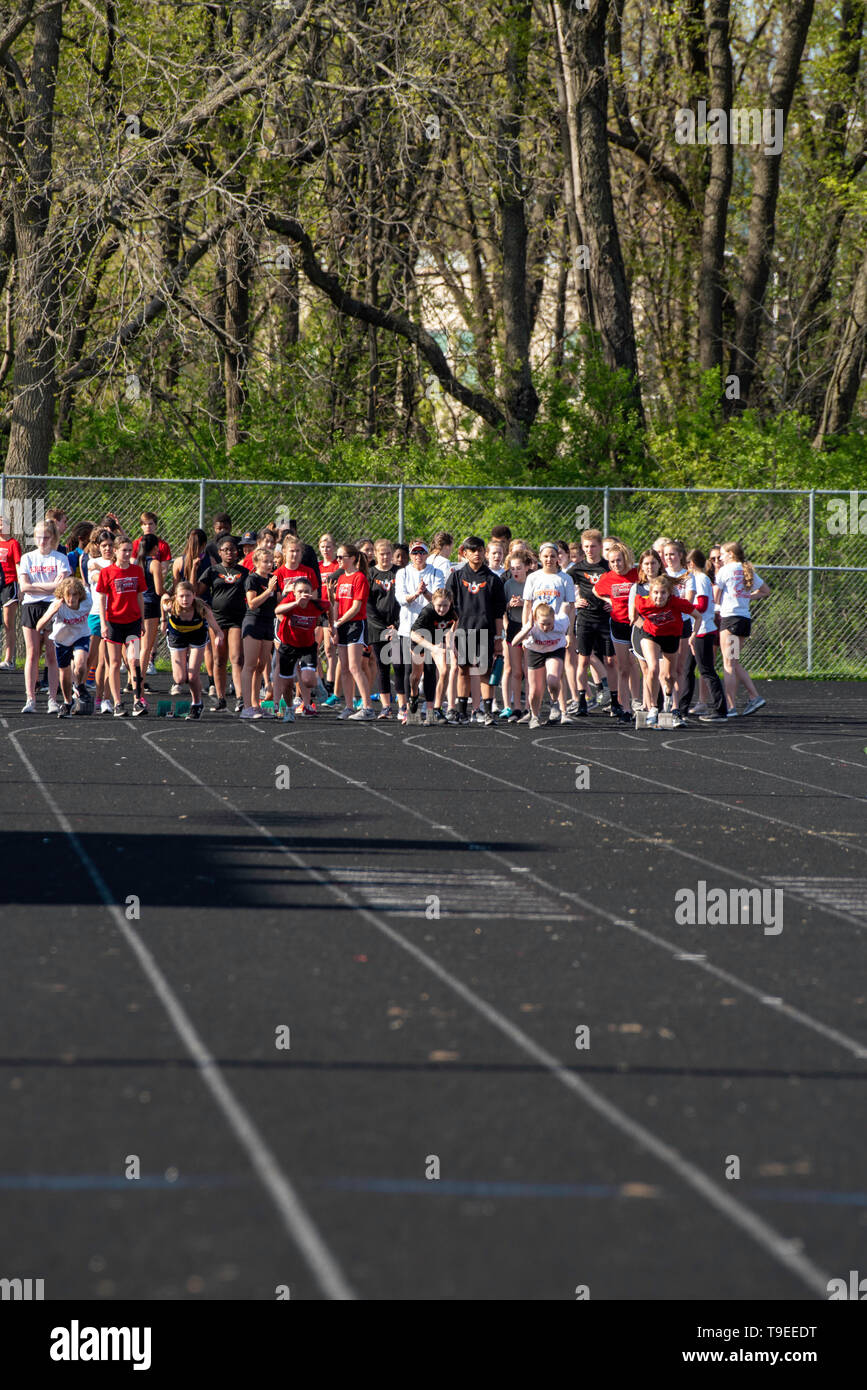 Images from a middle school track meet at Middleton, Wisconsin, USA