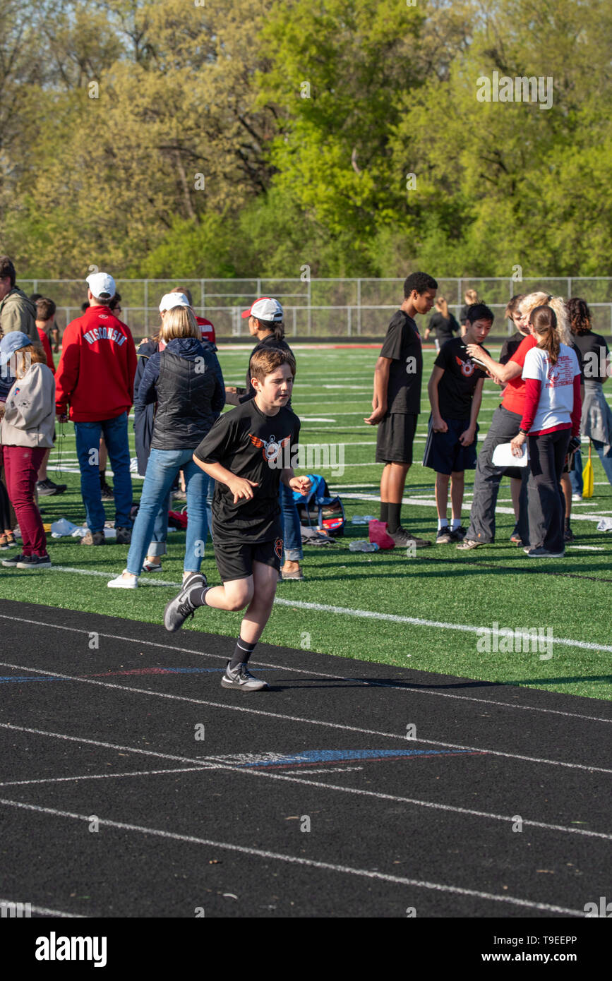 Images from a middle school track meet at Middleton, Wisconsin, USA