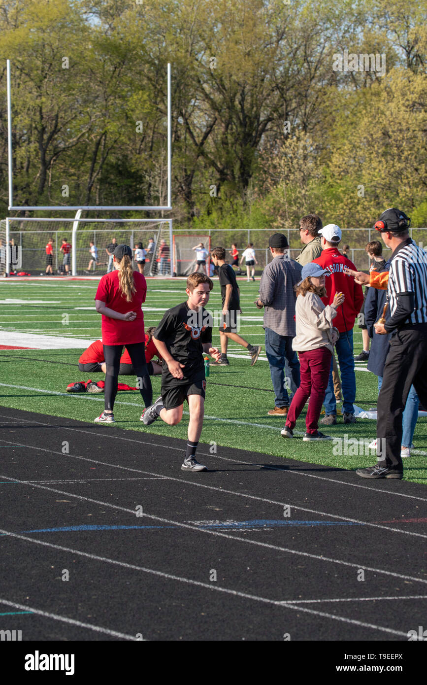 Images from a middle school track meet at Middleton, Wisconsin, USA