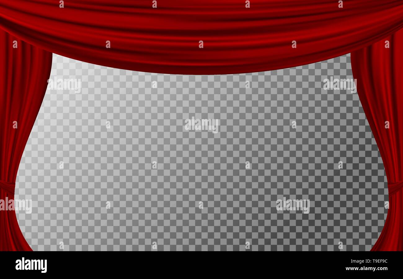 Vector Realistic Drapery Of Bright Red Fabric Decorative Folds Of