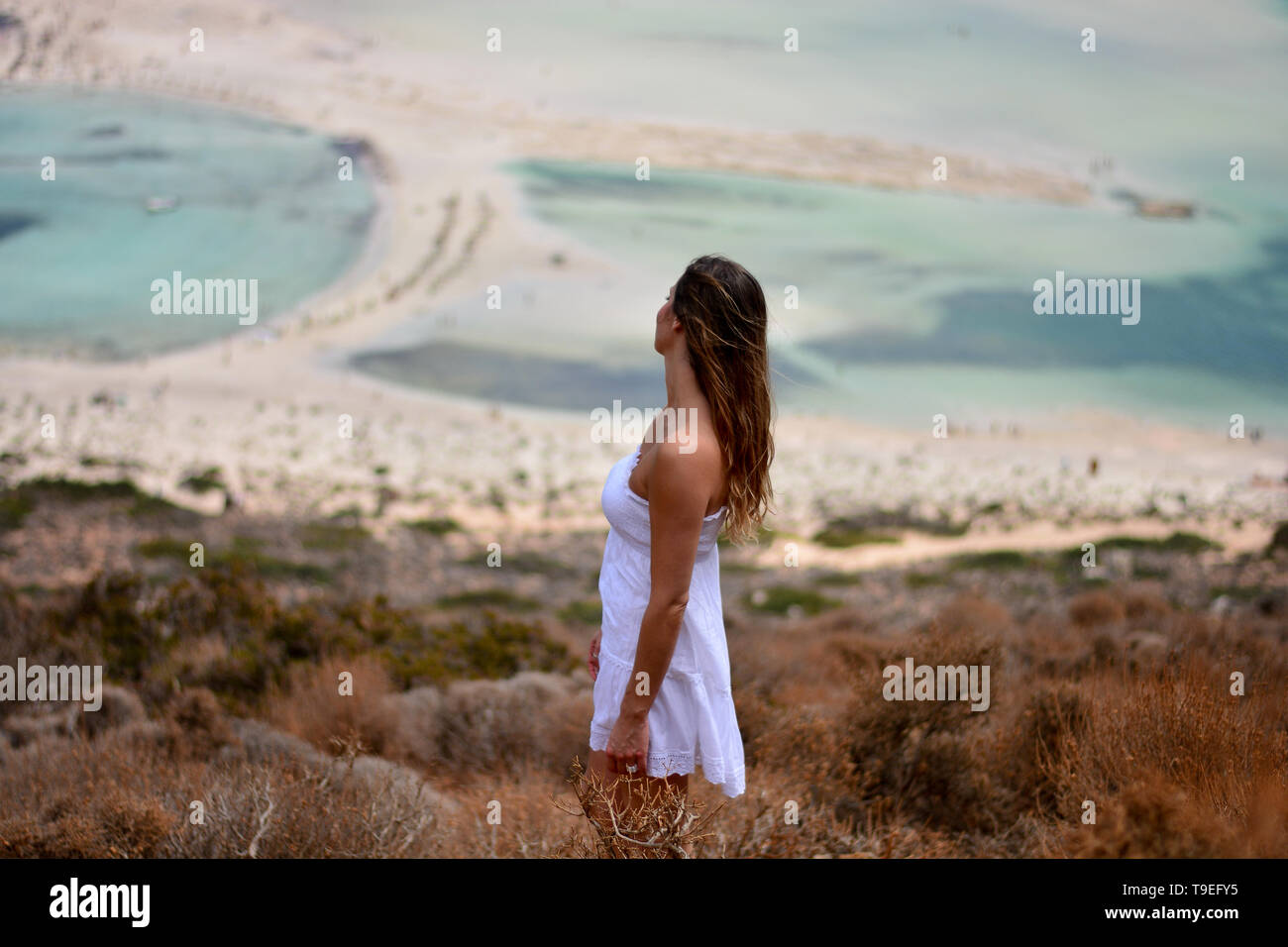 the woman observes the lagoon Stock Photo - Alamy