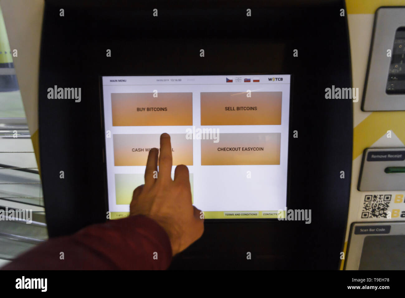 Prague Czech Republic May 18th 2019 Bitcoin Atm Machine For Buy - 