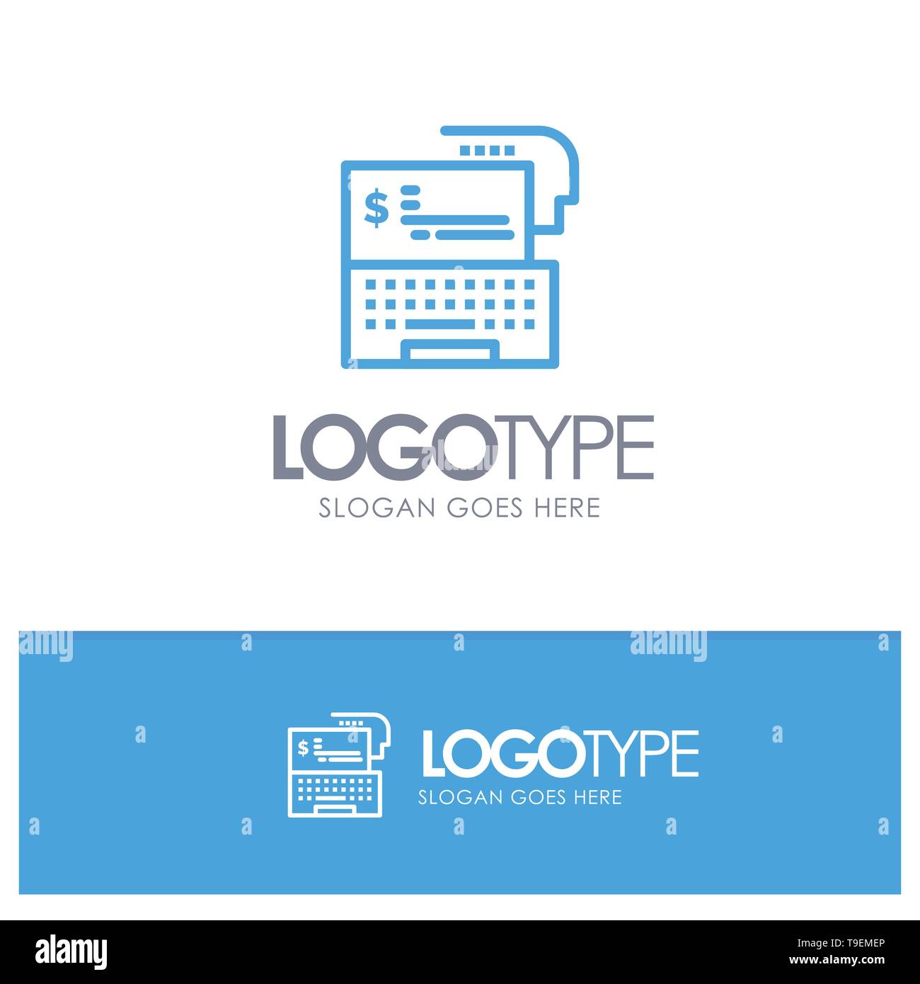 Digital Banking, Bank, Digital, Money, Online Blue outLine Logo with