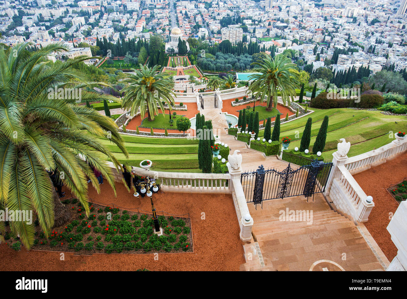 Garden of Bahai Religion in Haifa, Israel. Beautiful garden ( Park ) on