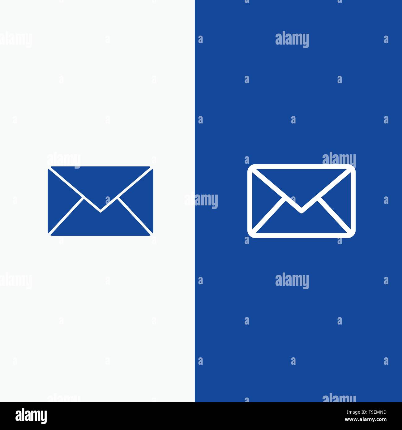 Email Mail Message Sms Line And Glyph Solid Icon Blue Banner