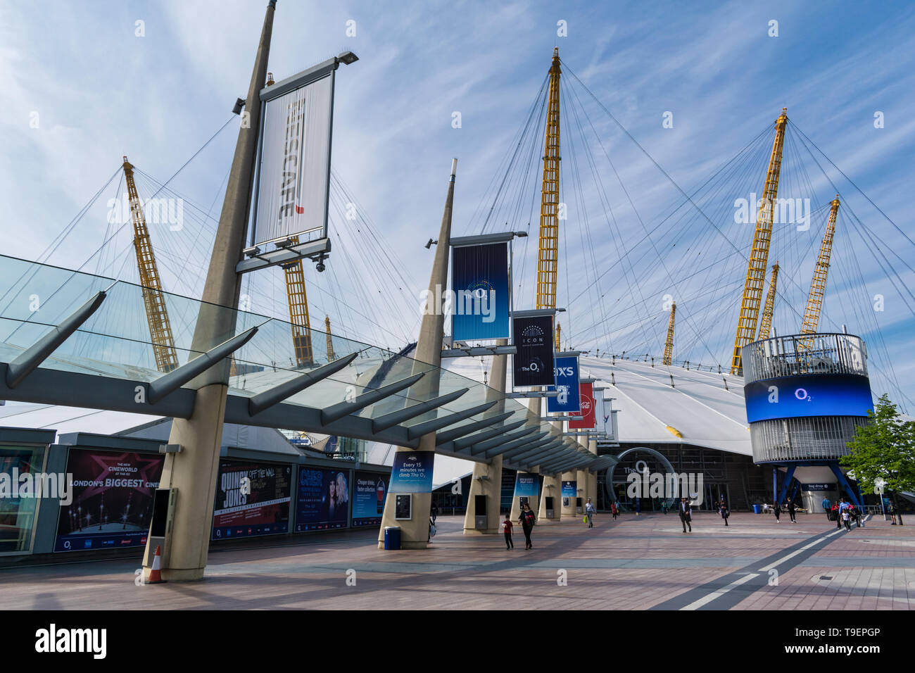 LONDON, UNITED KINGDOM - May 15, 2019: Main entrance to the O2 Arena  in London, Engalnd. Stock Photo