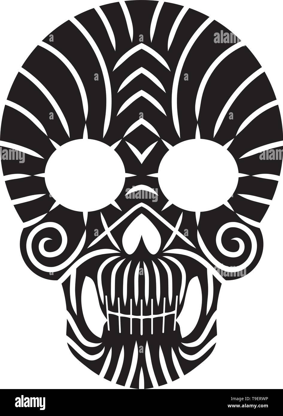 Skull / Tribal / Tattoo / Black isolated on white Stock Vector
