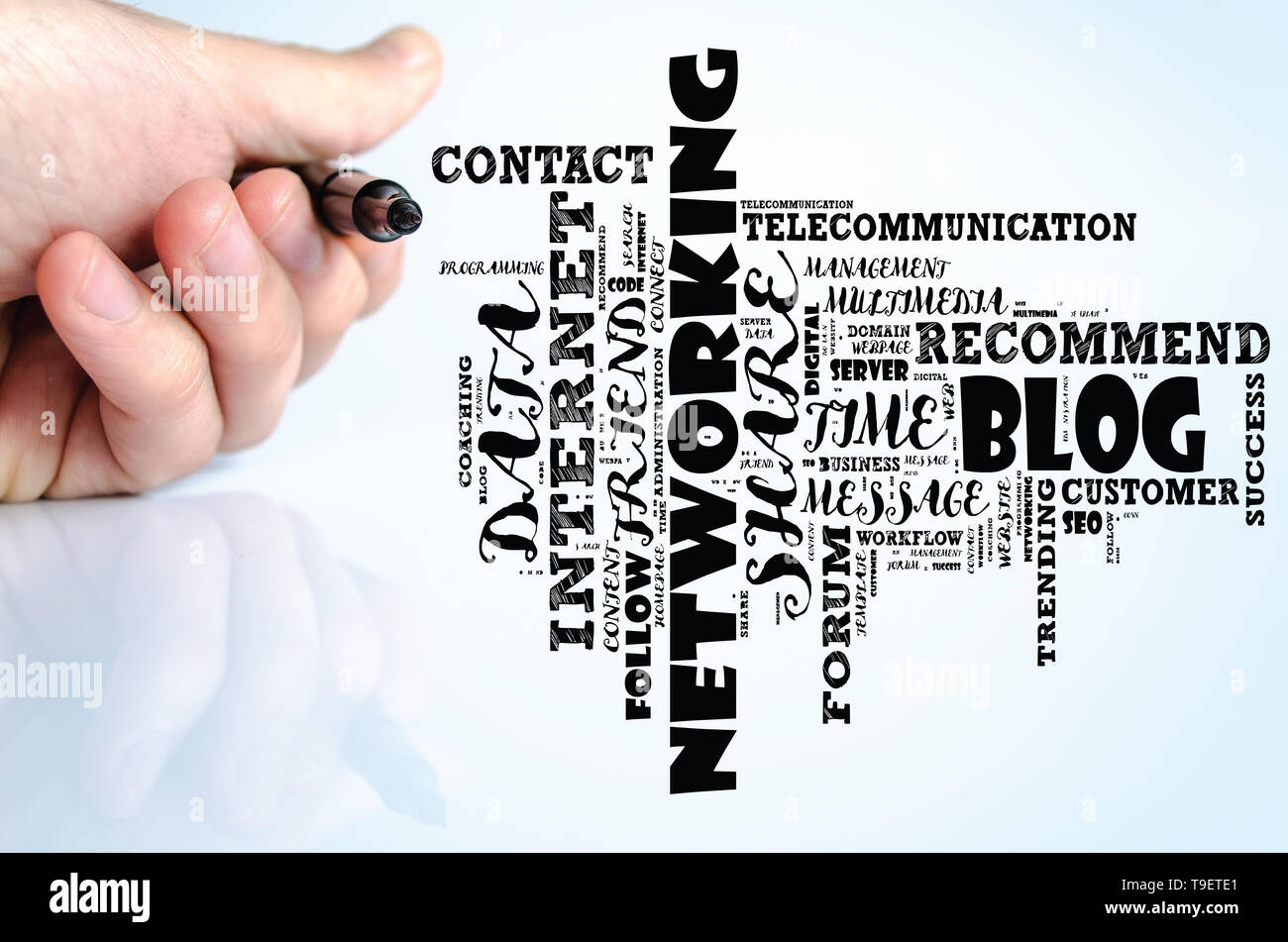 Blog word cloud collage over white background Stock Photo