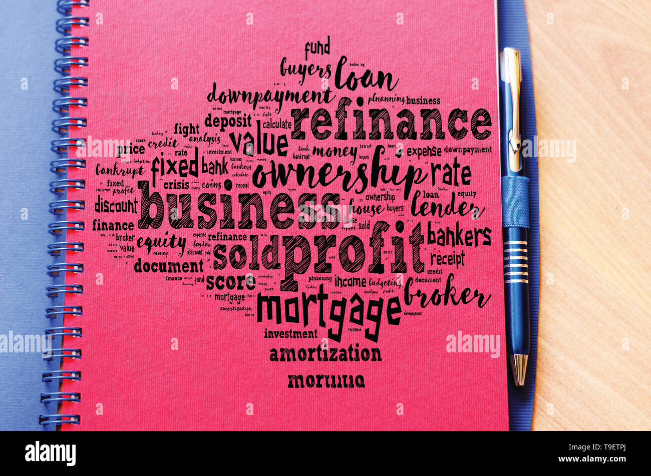 Profit word cloud collage over notepad background Stock Photo