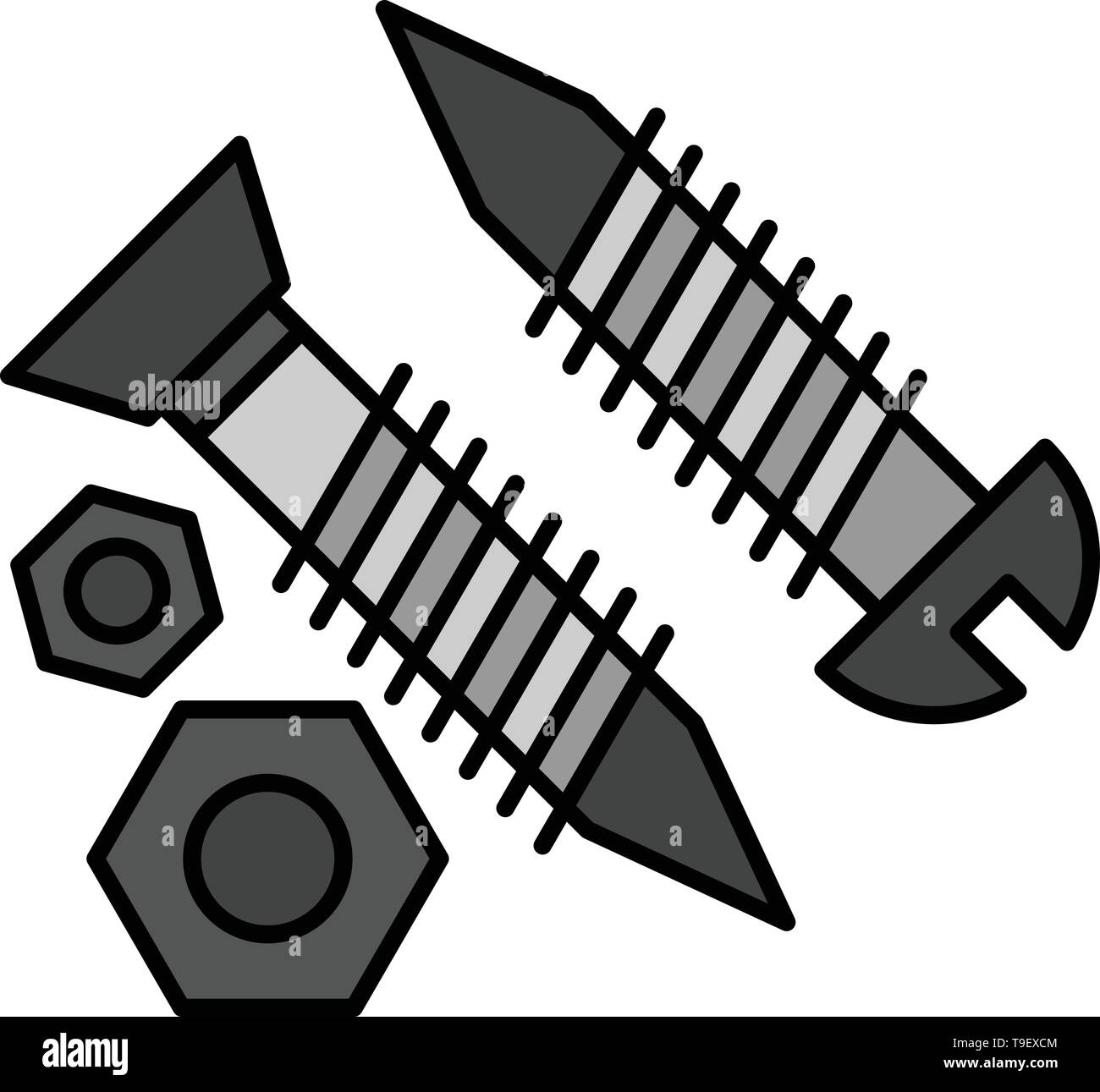 Screws Building Construction Tool Work Flat Color Icon Vector