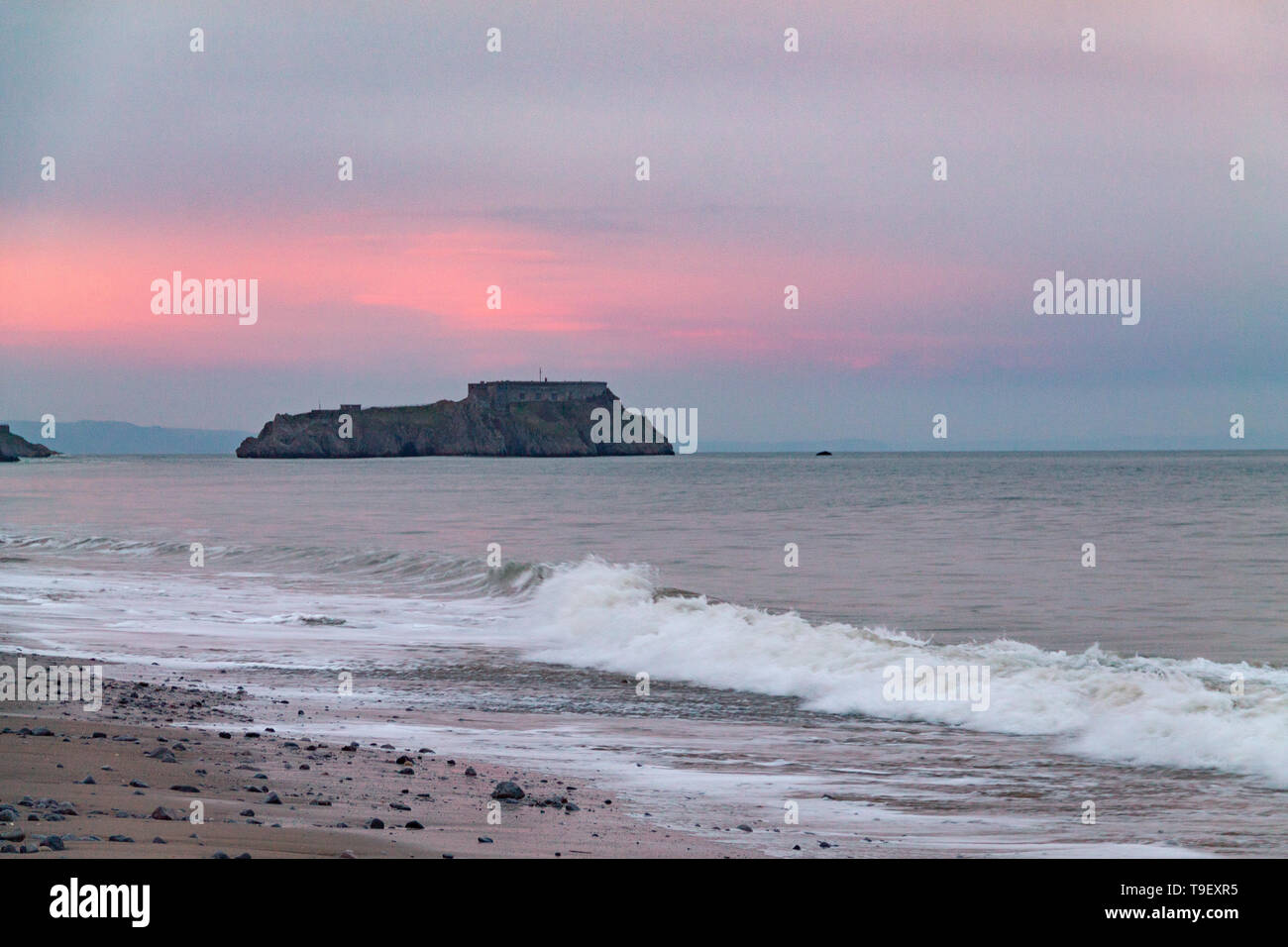 Tenby, Wales, United Kingdom at sunset Stock Photo