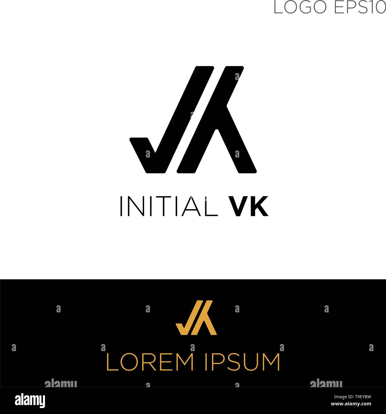 monogram initial vk, v, k logo template black color vector illustration